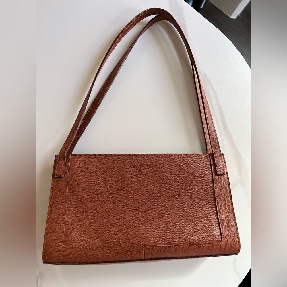 Brown leather handbag by Leonard